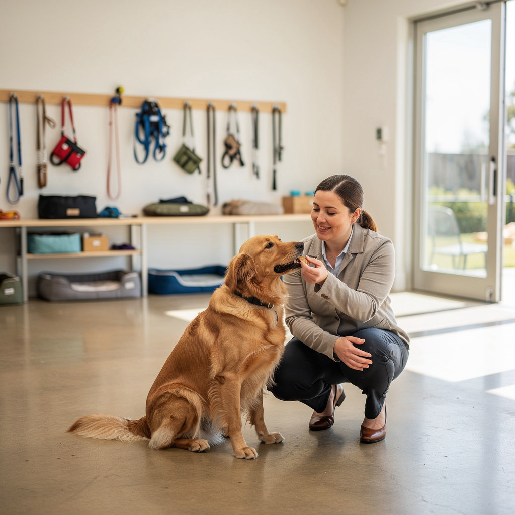 Loose Pooch Dog Club professional trainer working with a dog during an obedience training session in Santa Barbara